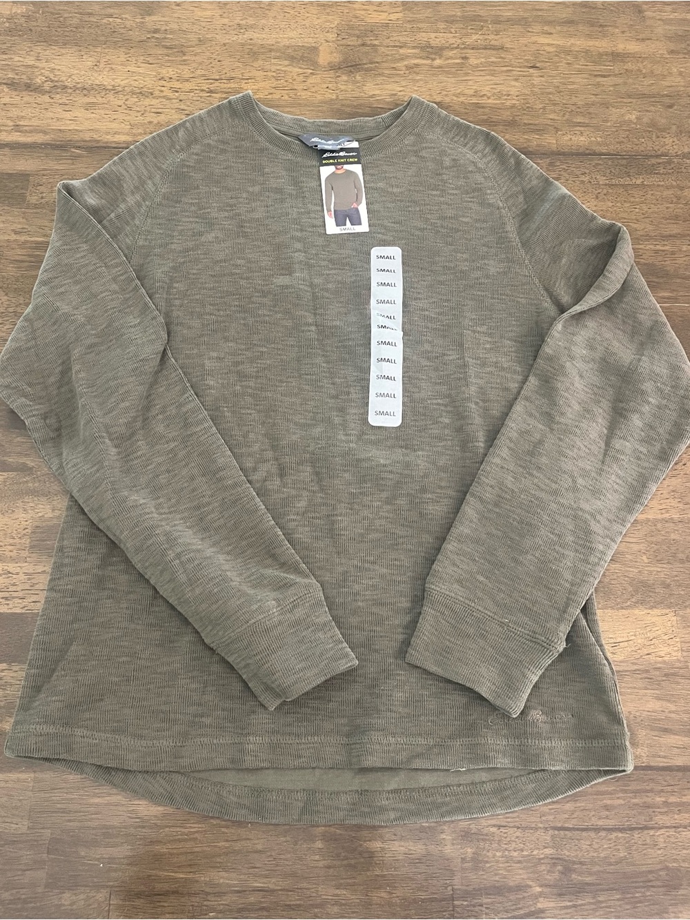 Eddie Bauer Olive Green Double Knit Crew Neck Sweater Casual Mens Small